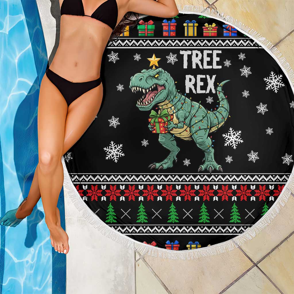 Tree Rex Christmas Beach Blanket Xmas Holiday Patterns - Wonder Print Shop