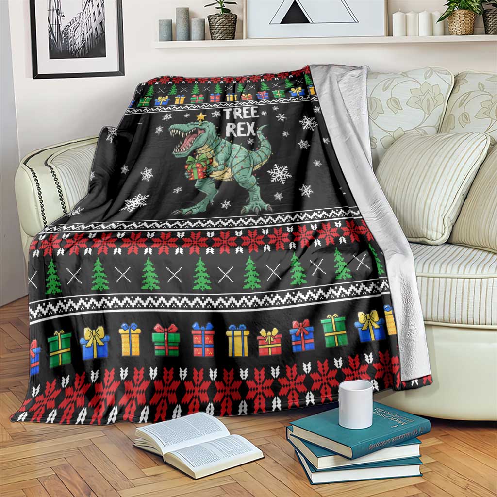 Tree Rex Christmas Blanket Xmas Holiday Patterns - Wonder Print Shop