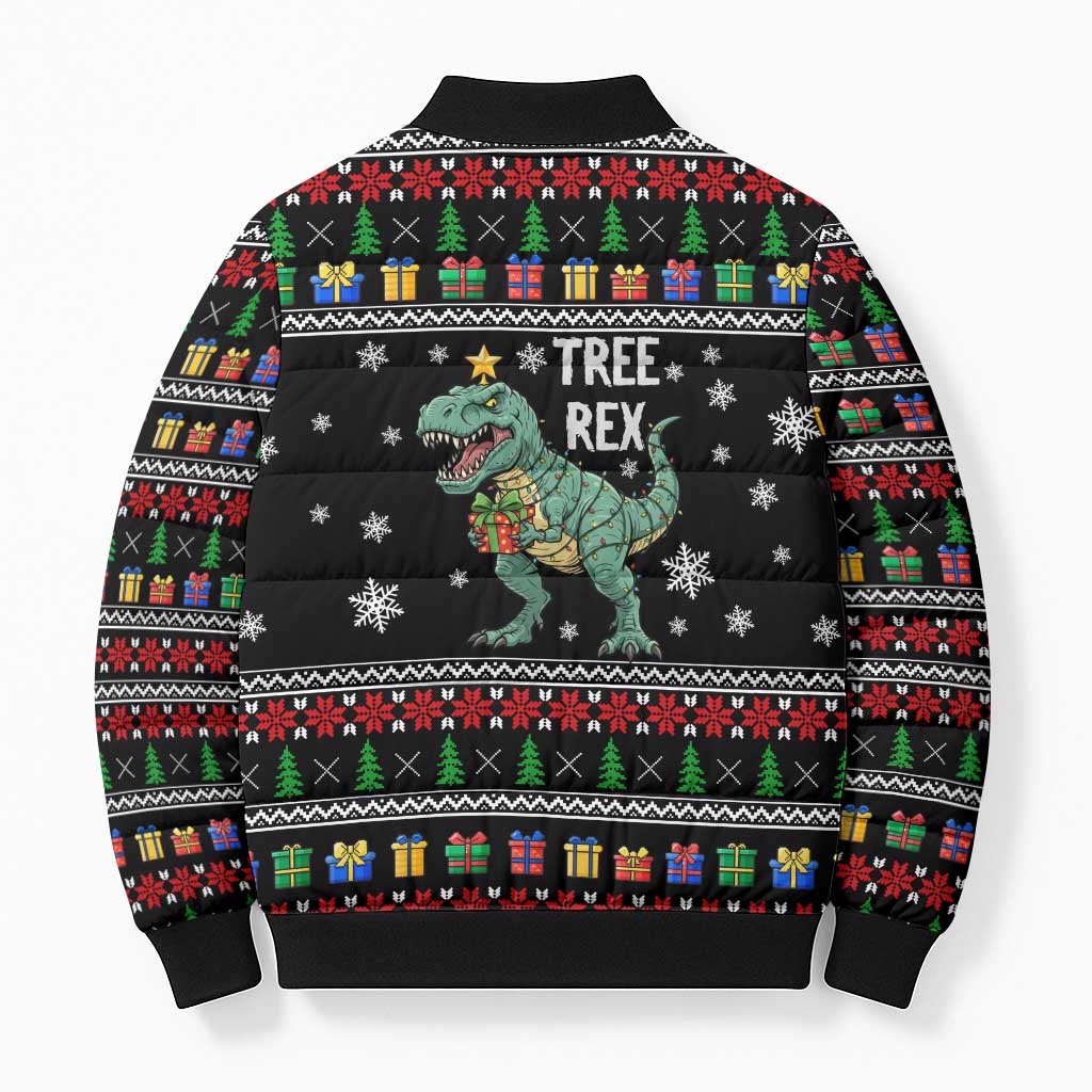 Tree Rex Christmas Bomber Puffer Jacket Xmas Holiday Patterns - Wonder Print Shop