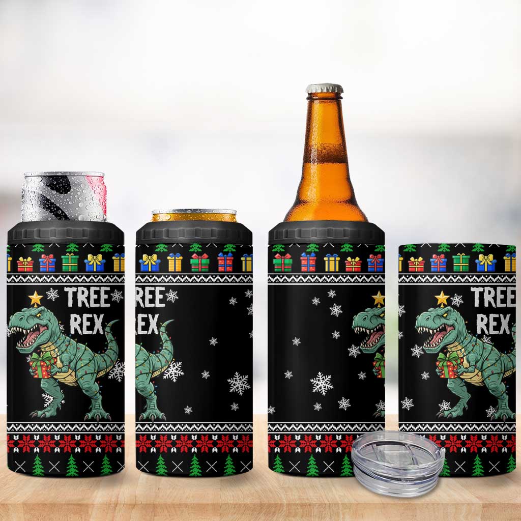 Tree Rex Christmas 4 in 1 Can Cooler Tumbler Xmas Holiday Patterns - Wonder Print Shop