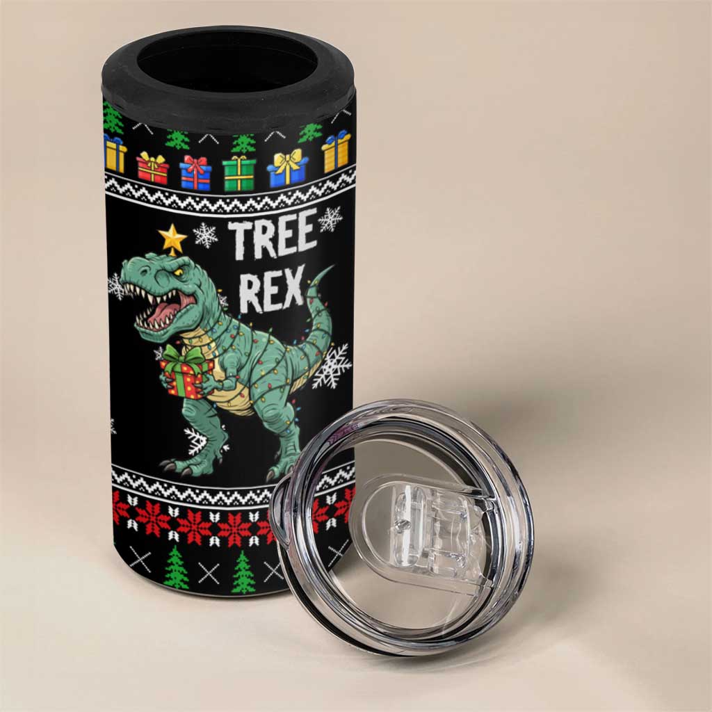 Tree Rex Christmas 4 in 1 Can Cooler Tumbler Xmas Holiday Patterns - Wonder Print Shop