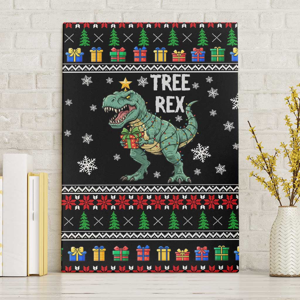 Tree Rex Christmas Canvas Wall Art Xmas Holiday Patterns - Wonder Print Shop