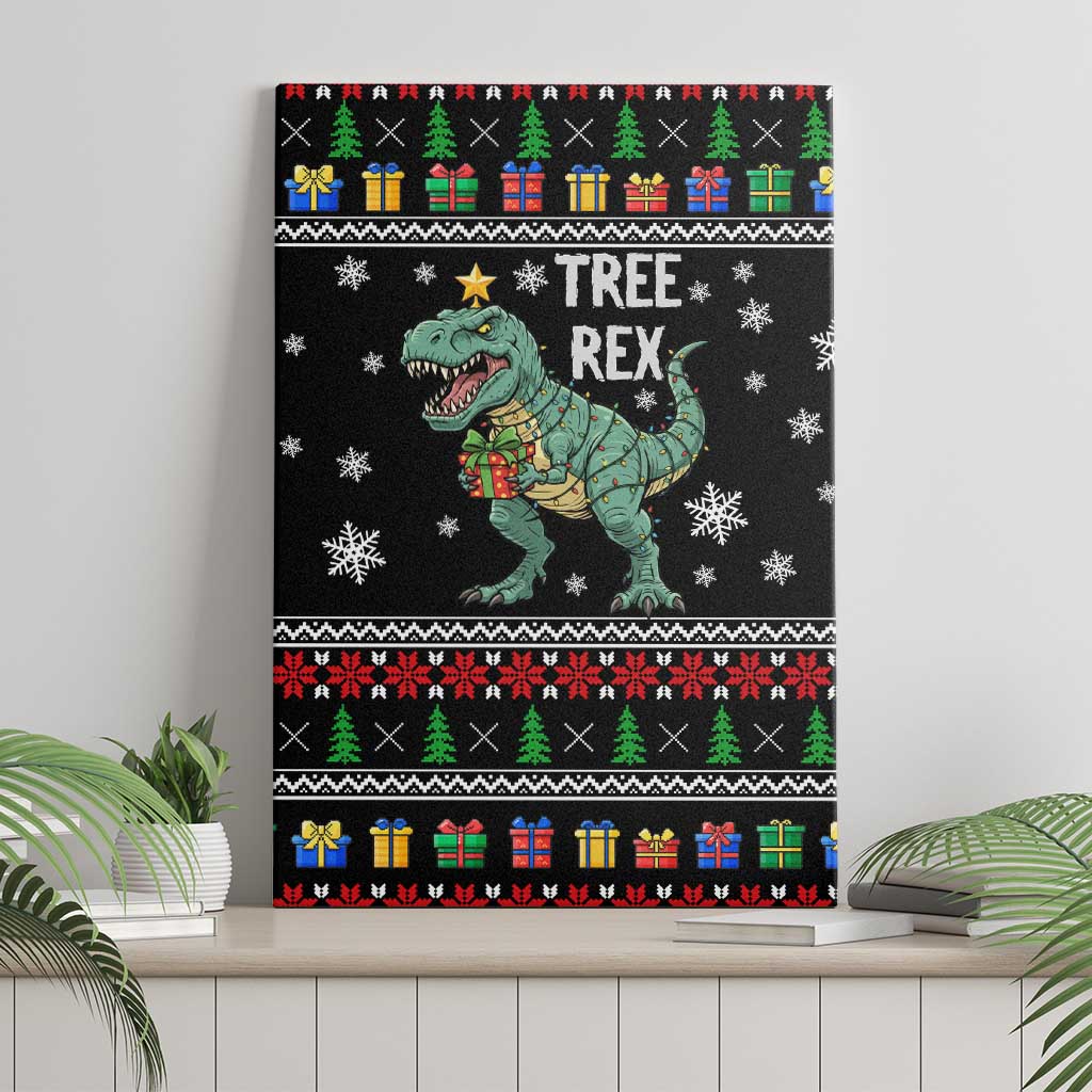 Tree Rex Christmas Canvas Wall Art Xmas Holiday Patterns - Wonder Print Shop