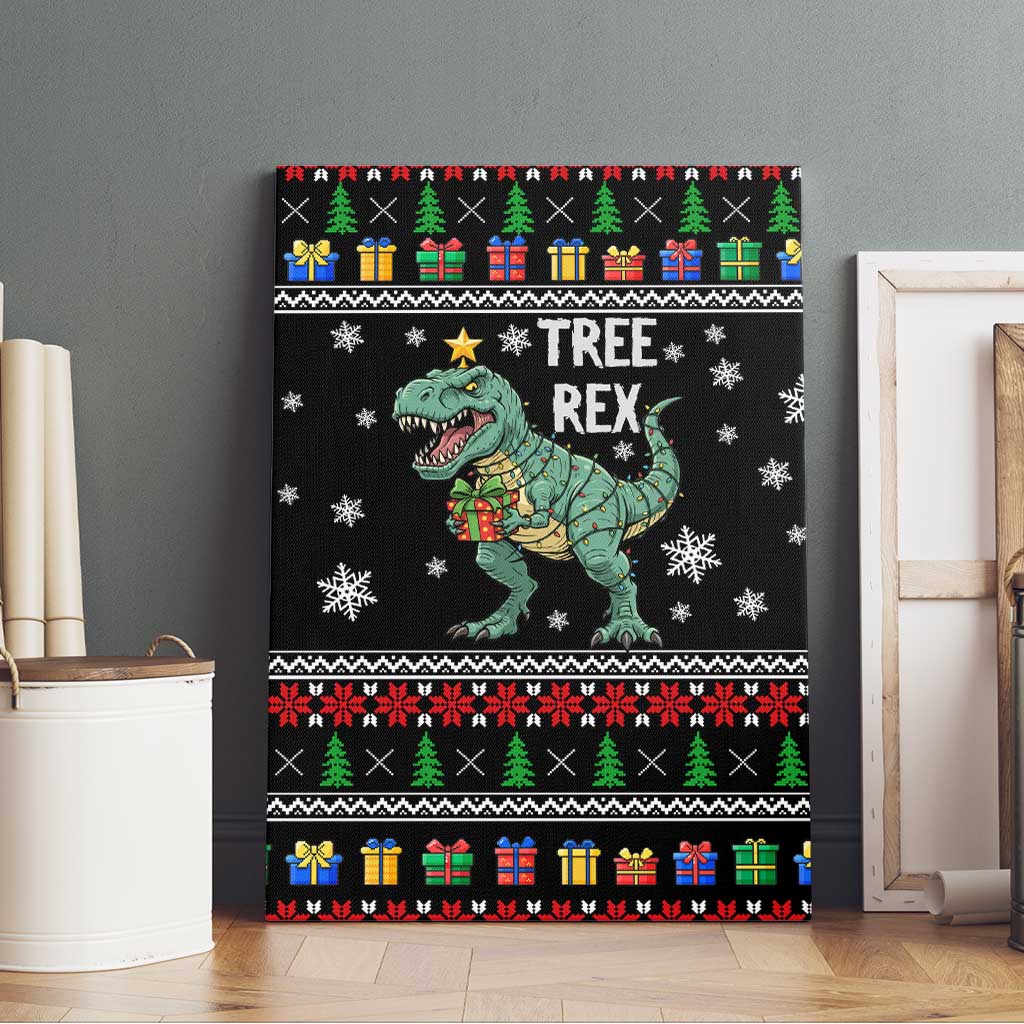 Tree Rex Christmas Canvas Wall Art Xmas Holiday Patterns - Wonder Print Shop