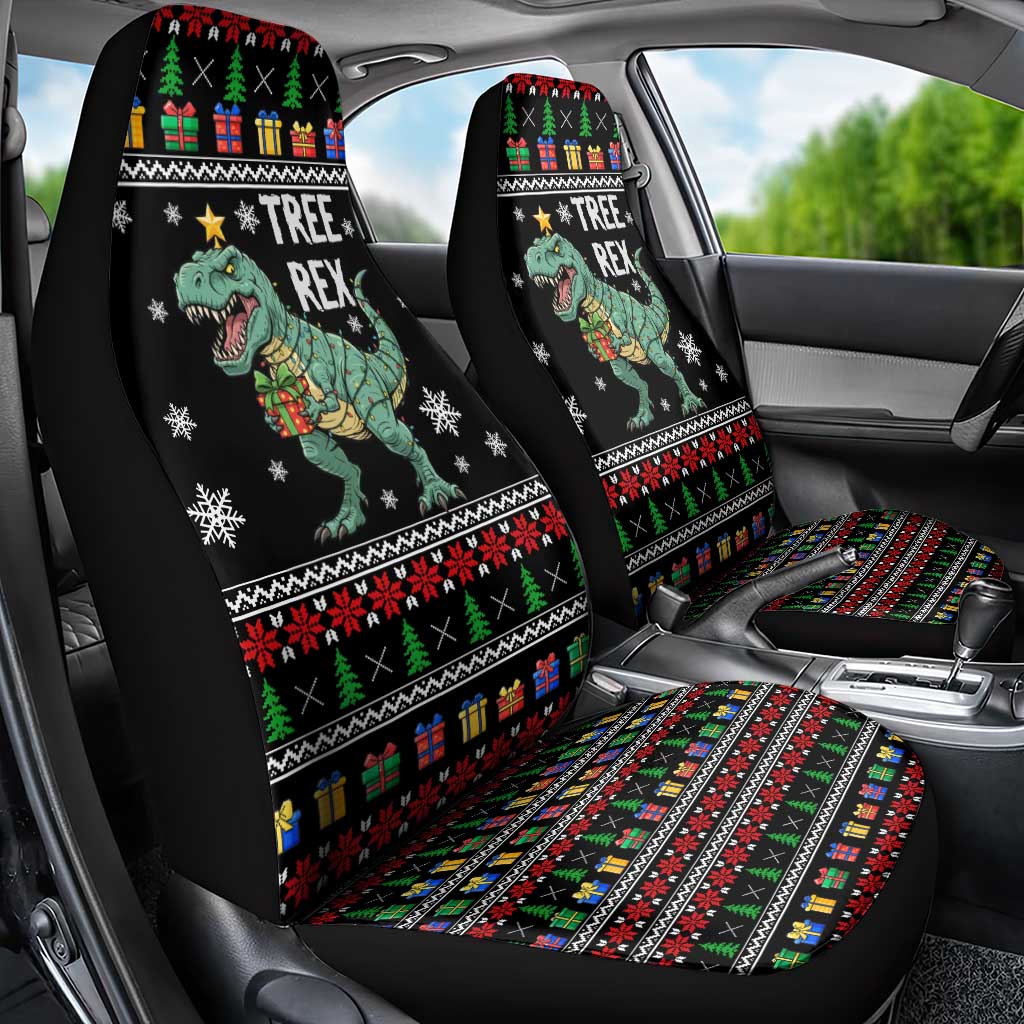 Tree Rex Christmas Car Seat Cover Xmas Holiday Patterns - Wonder Print Shop