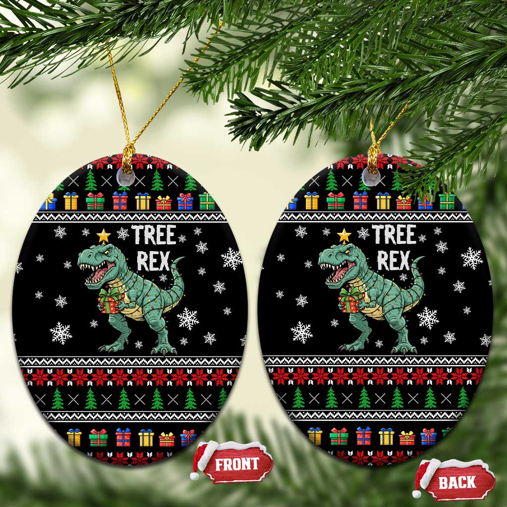 Tree Rex Christmas Ceramic Ornament Xmas Holiday Patterns - Wonder Print Shop