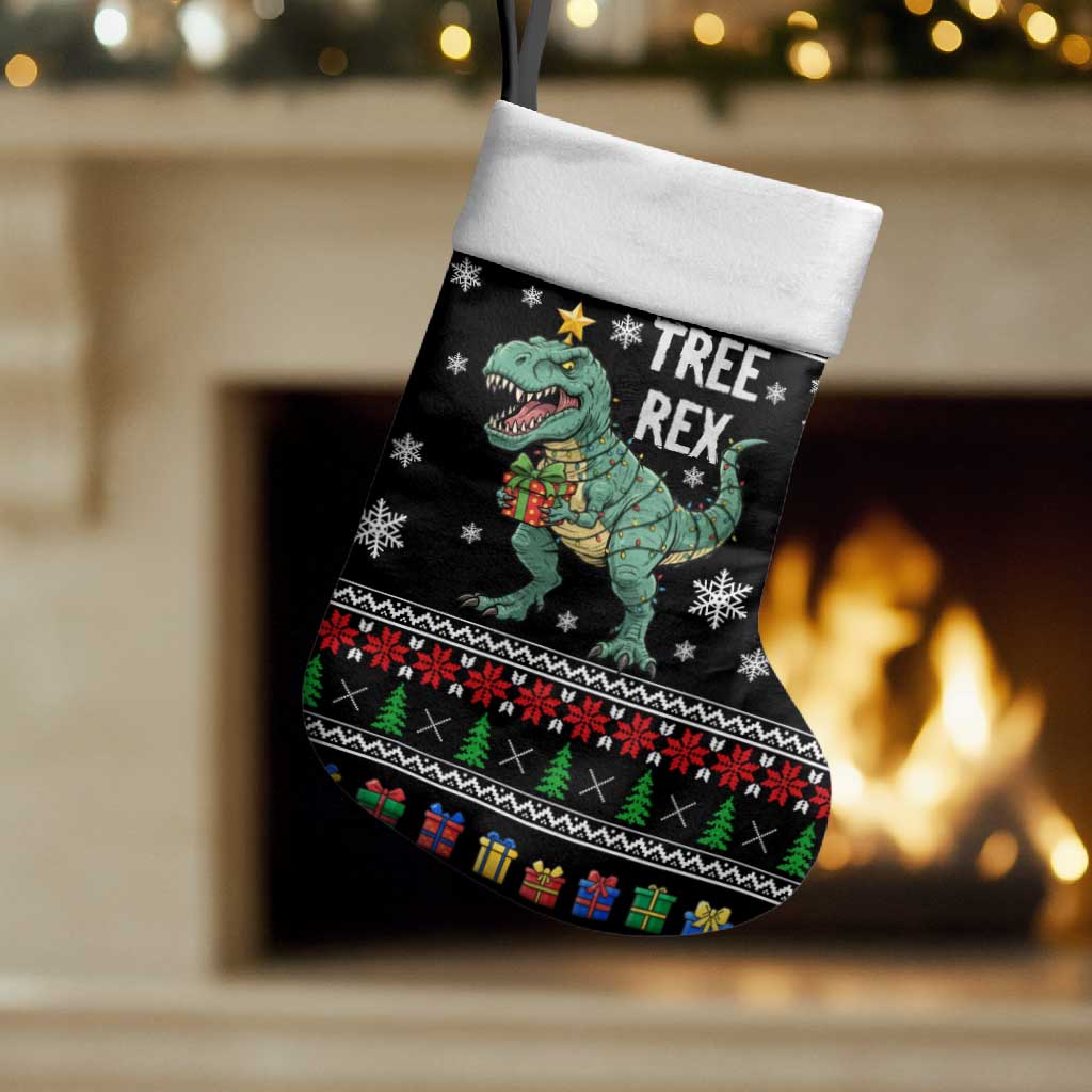 Tree Rex Christmas Stocking Xmas Holiday Patterns - Wonder Print Shop