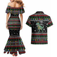 Tree Rex Christmas Couples Matching Mermaid Dress and Hawaiian Shirt Xmas Holiday Patterns - Wonder Print Shop