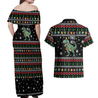 Tree Rex Christmas Couples Matching Off Shoulder Maxi Dress and Hawaiian Shirt Xmas Holiday Patterns - Wonder Print Shop