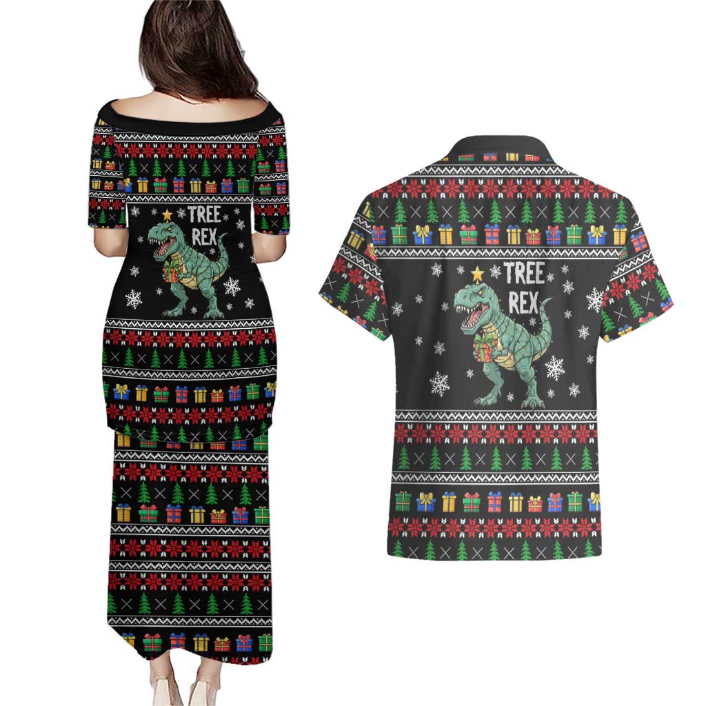 Tree Rex Christmas Couples Matching Puletasi and Hawaiian Shirt Xmas Holiday Patterns - Wonder Print Shop