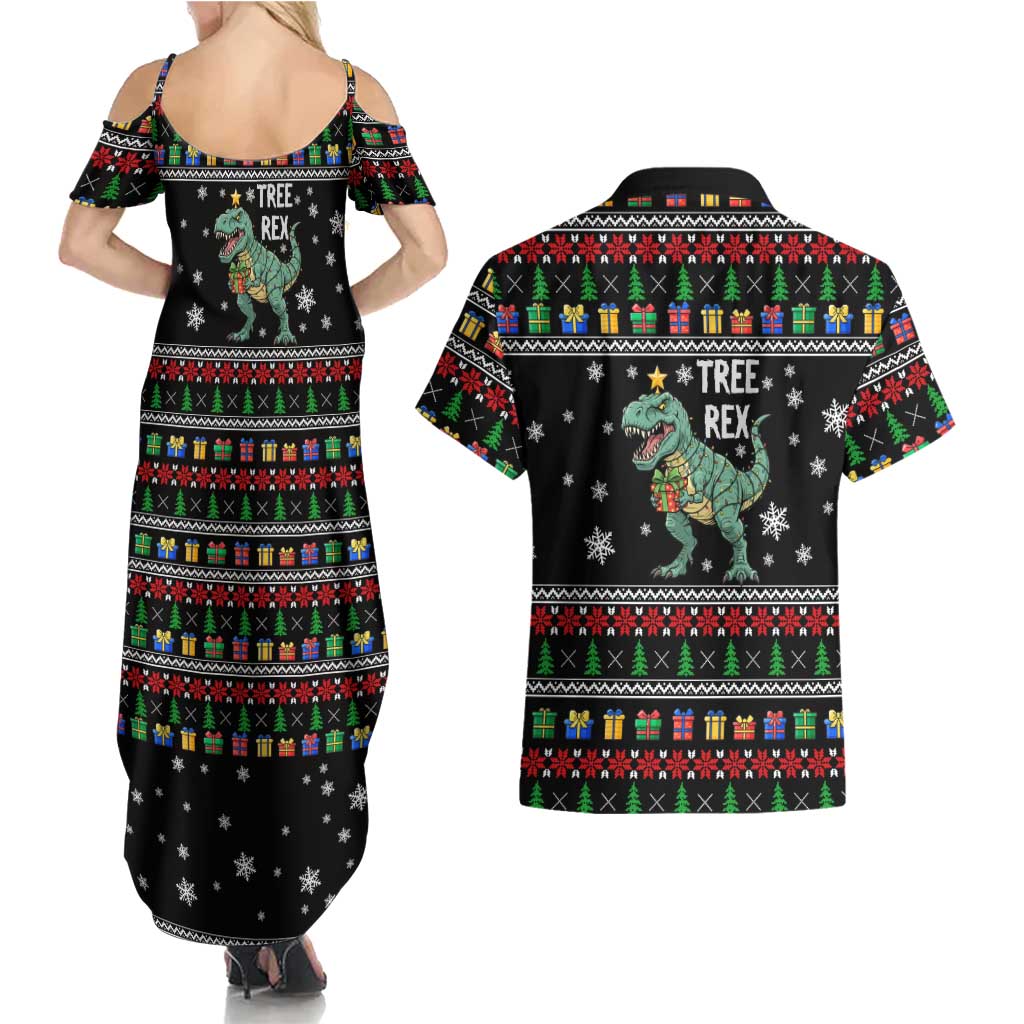 Tree Rex Christmas Couples Matching Summer Maxi Dress and Hawaiian Shirt Xmas Holiday Patterns - Wonder Print Shop