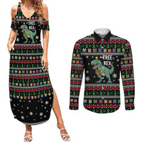 Tree Rex Christmas Couples Matching Summer Maxi Dress and Long Sleeve Button Shirt Xmas Holiday Patterns - Wonder Print Shop