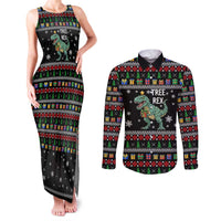 Tree Rex Christmas Couples Matching Tank Maxi Dress and Long Sleeve Button Shirt Xmas Holiday Patterns - Wonder Print Shop