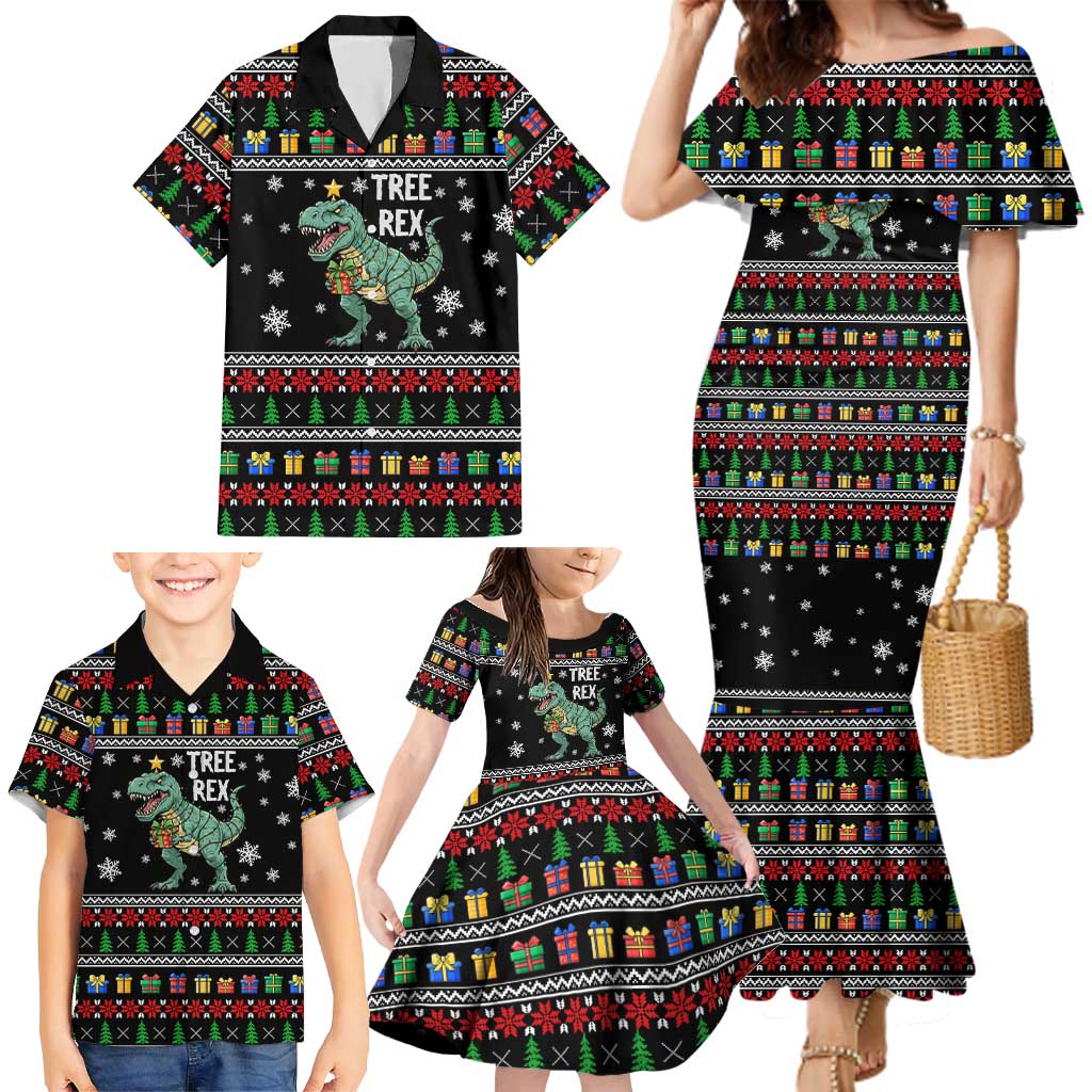 Tree Rex Christmas Family Matching Mermaid Dress and Hawaiian Shirt Xmas Holiday Patterns - Wonder Print Shop