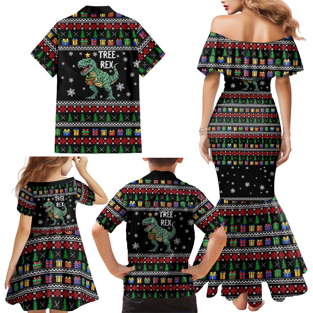Tree Rex Christmas Family Matching Mermaid Dress and Hawaiian Shirt Xmas Holiday Patterns - Wonder Print Shop