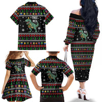 Tree Rex Christmas Family Matching Off The Shoulder Long Sleeve Dress and Hawaiian Shirt Xmas Holiday Patterns - Wonder Print Shop