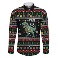 Tree Rex Christmas Family Matching Off The Shoulder Long Sleeve Dress and Hawaiian Shirt Xmas Holiday Patterns - Wonder Print Shop