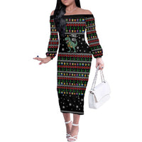 Tree Rex Christmas Family Matching Off The Shoulder Long Sleeve Dress and Hawaiian Shirt Xmas Holiday Patterns - Wonder Print Shop