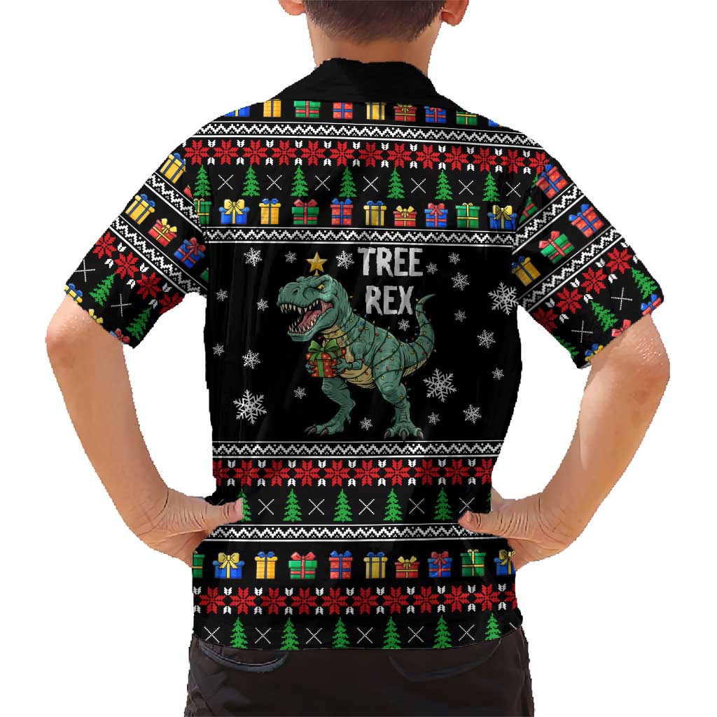 Tree Rex Christmas Family Matching Off Shoulder Maxi Dress and Hawaiian Shirt Xmas Holiday Patterns - Wonder Print Shop