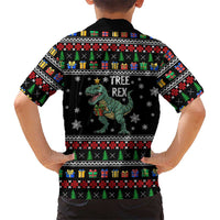 Tree Rex Christmas Family Matching Off Shoulder Short Dress and Hawaiian Shirt Xmas Holiday Patterns - Wonder Print Shop