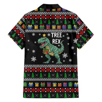 Tree Rex Christmas Family Matching Off Shoulder Short Dress and Hawaiian Shirt Xmas Holiday Patterns - Wonder Print Shop