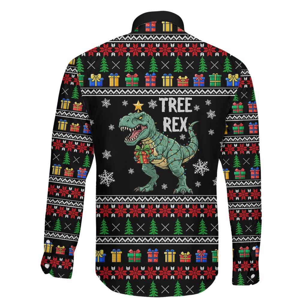 Tree Rex Christmas Family Matching Off Shoulder Short Dress and Hawaiian Shirt Xmas Holiday Patterns - Wonder Print Shop