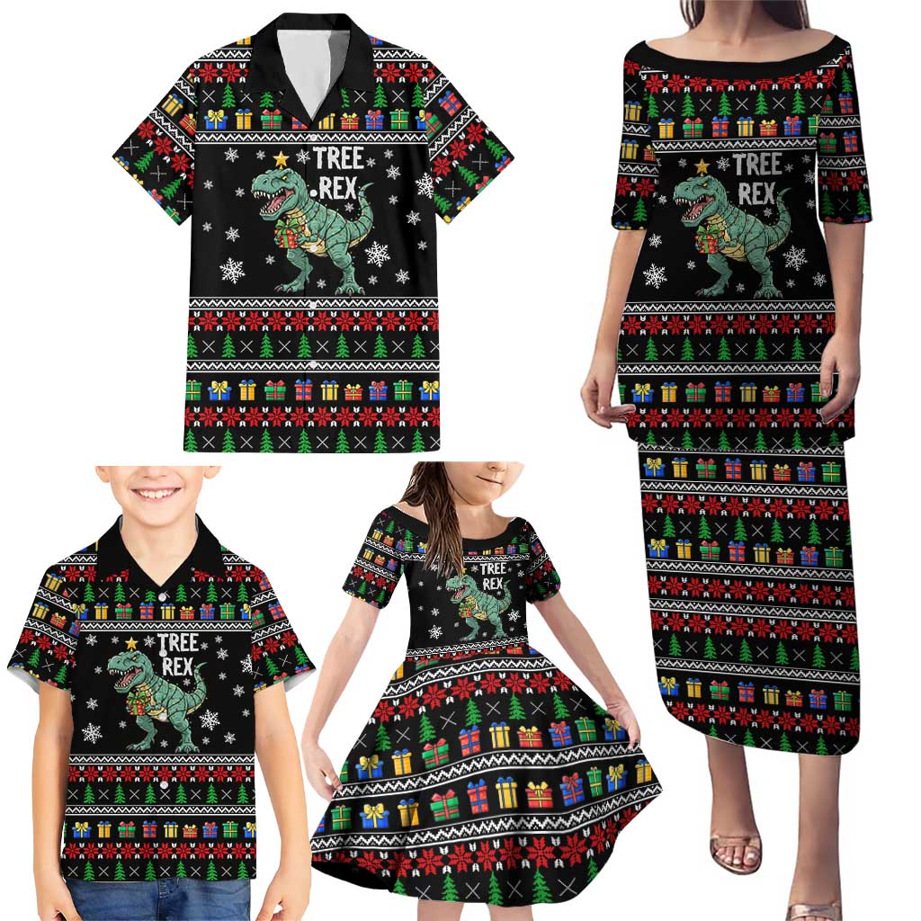 Tree Rex Christmas Family Matching Puletasi and Hawaiian Shirt Xmas Holiday Patterns - Wonder Print Shop