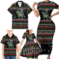 Tree Rex Christmas Family Matching Short Sleeve Bodycon Dress and Hawaiian Shirt Xmas Holiday Patterns - Wonder Print Shop