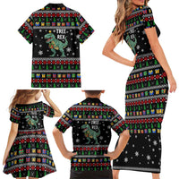 Tree Rex Christmas Family Matching Short Sleeve Bodycon Dress and Hawaiian Shirt Xmas Holiday Patterns - Wonder Print Shop