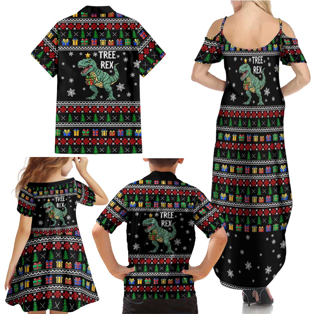 Tree Rex Christmas Family Matching Summer Maxi Dress and Hawaiian Shirt Xmas Holiday Patterns - Wonder Print Shop
