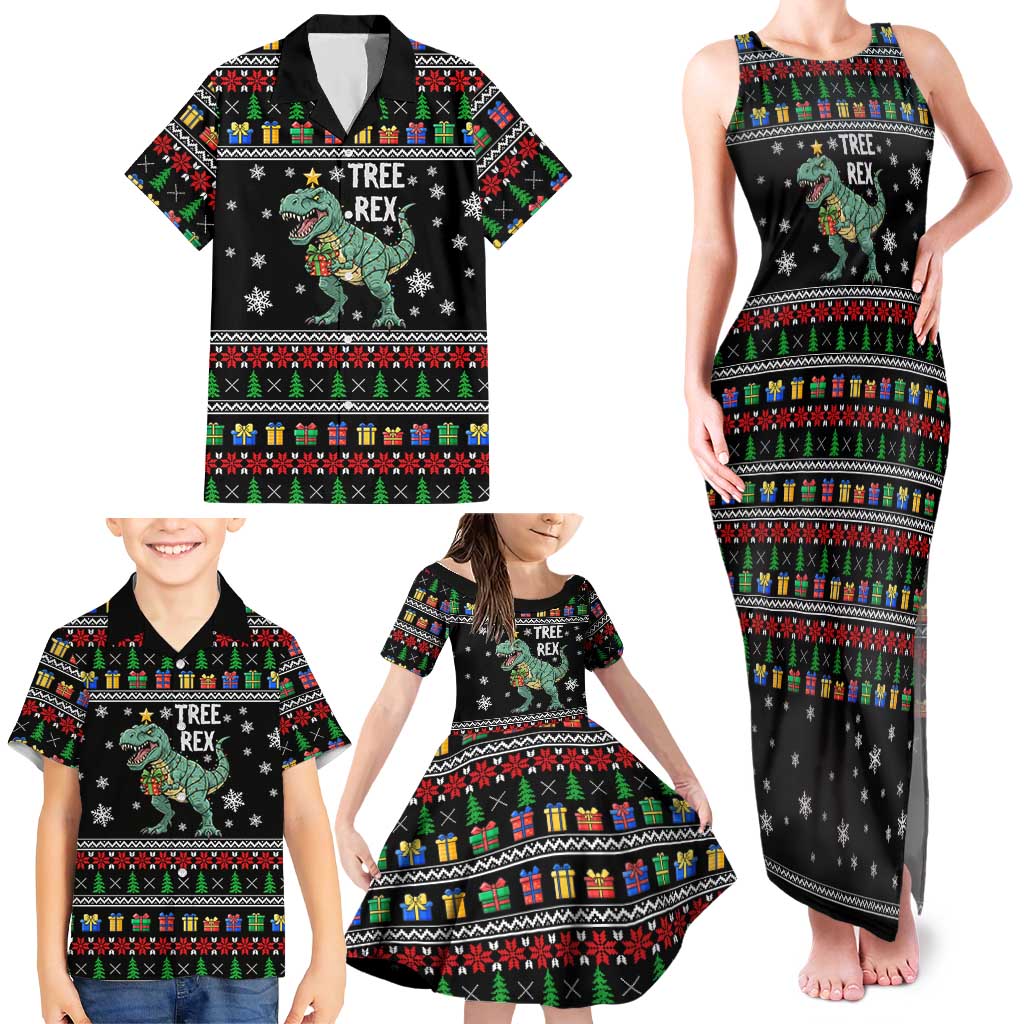 Tree Rex Christmas Family Matching Tank Maxi Dress and Hawaiian Shirt Xmas Holiday Patterns - Wonder Print Shop