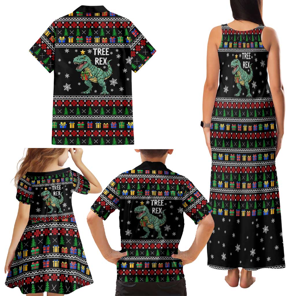 Tree Rex Christmas Family Matching Tank Maxi Dress and Hawaiian Shirt Xmas Holiday Patterns - Wonder Print Shop