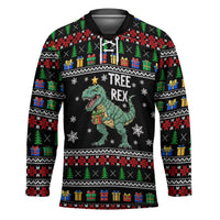 Tree Rex Christmas Hockey Jersey Xmas Holiday Patterns - Wonder Print Shop