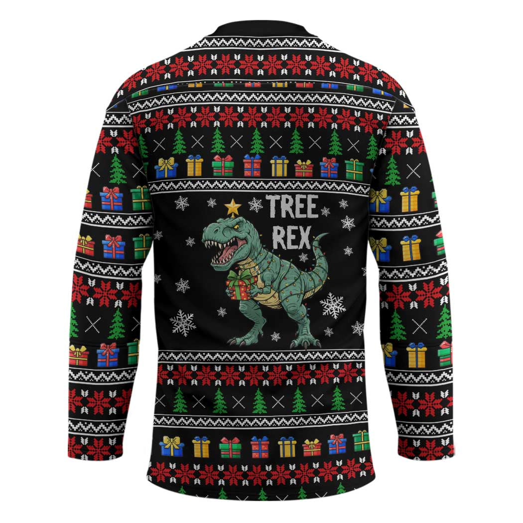 Tree Rex Christmas Hockey Jersey Xmas Holiday Patterns - Wonder Print Shop