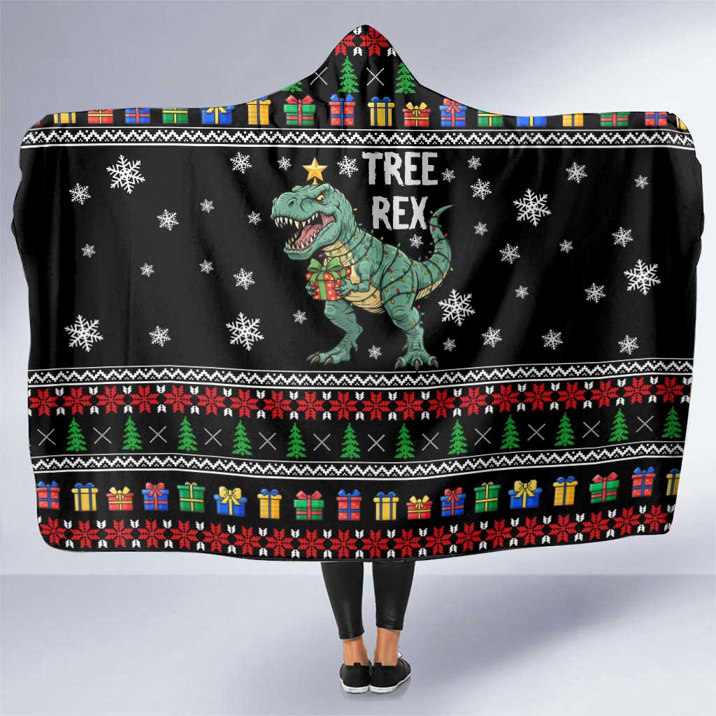 Tree Rex Christmas Hooded Blanket Xmas Holiday Patterns - Wonder Print Shop
