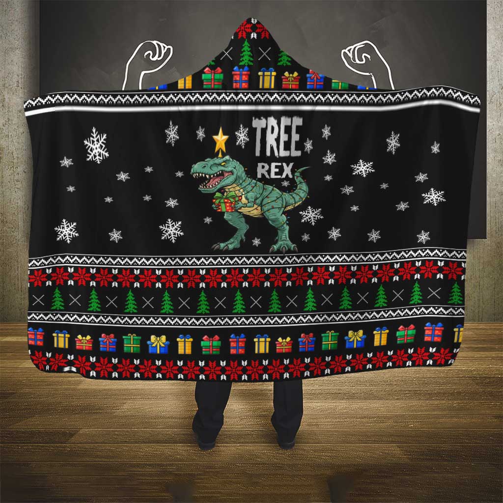 Tree Rex Christmas Hooded Blanket Xmas Holiday Patterns - Wonder Print Shop
