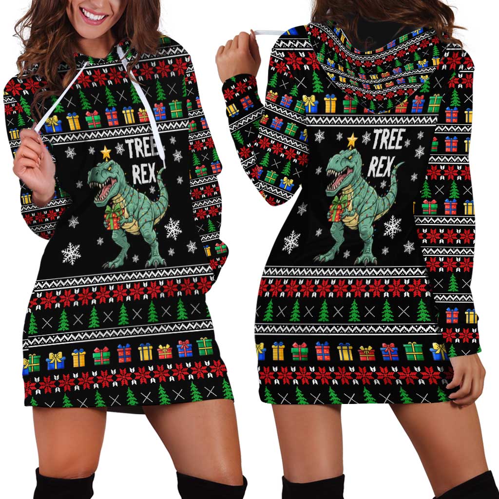Tree Rex Christmas Hoodie Dress Xmas Holiday Patterns - Wonder Print Shop