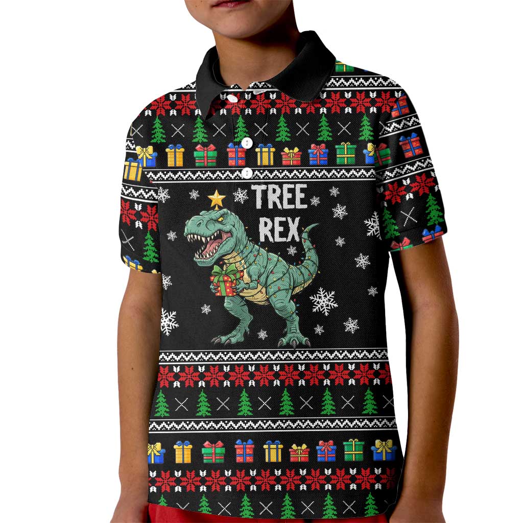 Tree Rex Christmas Kid Polo Shirt Xmas Holiday Patterns - Wonder Print Shop