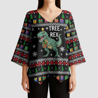 Tree Rex Christmas Kimono Sleeve Blouse Xmas Holiday Patterns - Wonder Print Shop