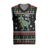Tree Rex Christmas Knitted V-Neck Vest Xmas Holiday Patterns - Wonder Print Shop