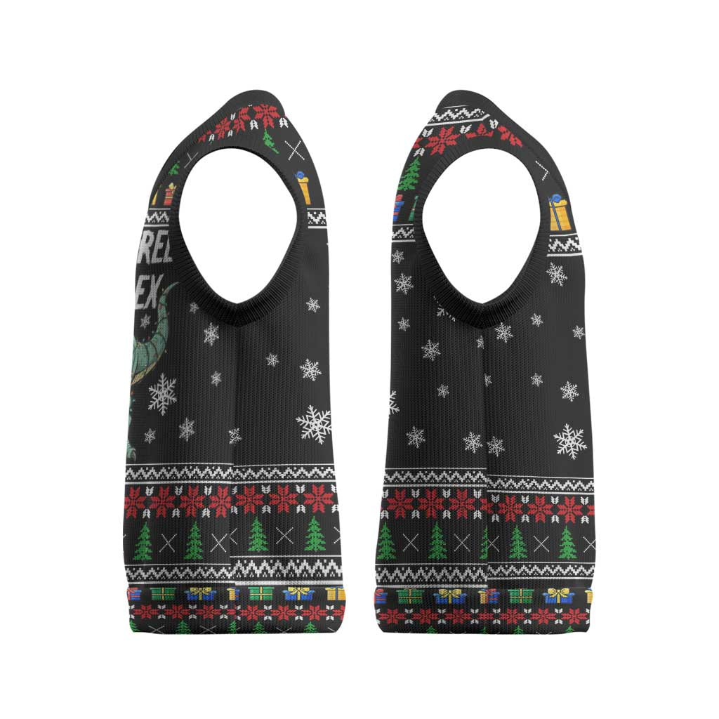 Tree Rex Christmas Knitted V-Neck Vest Xmas Holiday Patterns - Wonder Print Shop