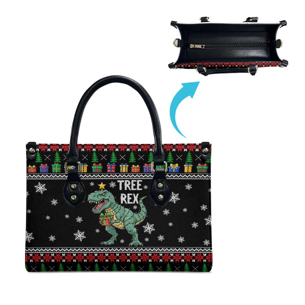 Tree Rex Christmas Leather Bag Xmas Holiday Patterns - Wonder Print Shop
