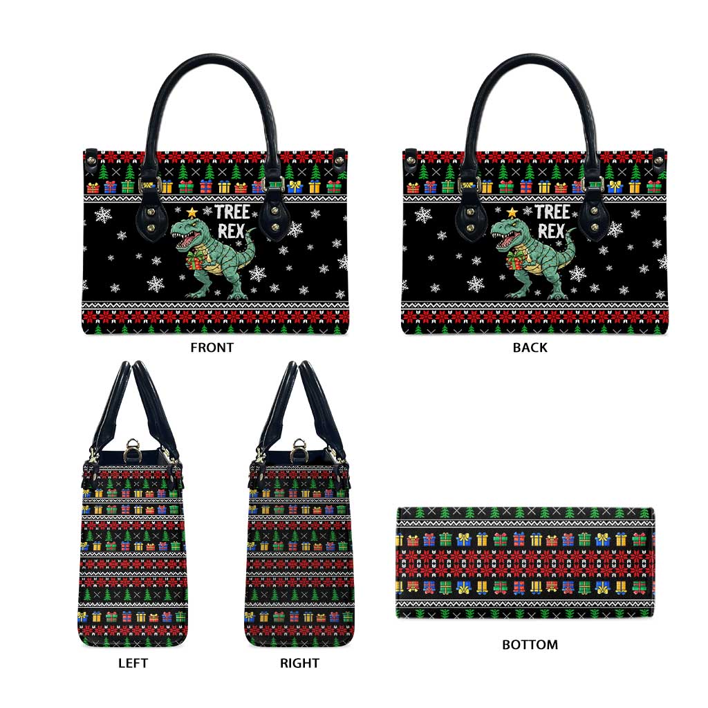 Tree Rex Christmas Leather Bag Xmas Holiday Patterns - Wonder Print Shop