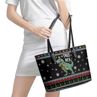 Tree Rex Christmas Leather Tote Bag Xmas Holiday Patterns - Wonder Print Shop