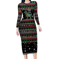 Tree Rex Christmas Long Sleeve Bodycon Dress Xmas Holiday Patterns - Wonder Print Shop