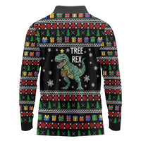Tree Rex Christmas Long Sleeve Polo Shirt Xmas Holiday Patterns - Wonder Print Shop