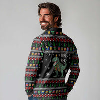 Tree Rex Christmas Long Sleeve Polo Shirt Xmas Holiday Patterns - Wonder Print Shop