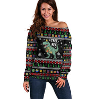 Tree Rex Christmas Off Shoulder Sweater Xmas Holiday Patterns - Wonder Print Shop