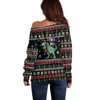 Tree Rex Christmas Off Shoulder Sweater Xmas Holiday Patterns - Wonder Print Shop