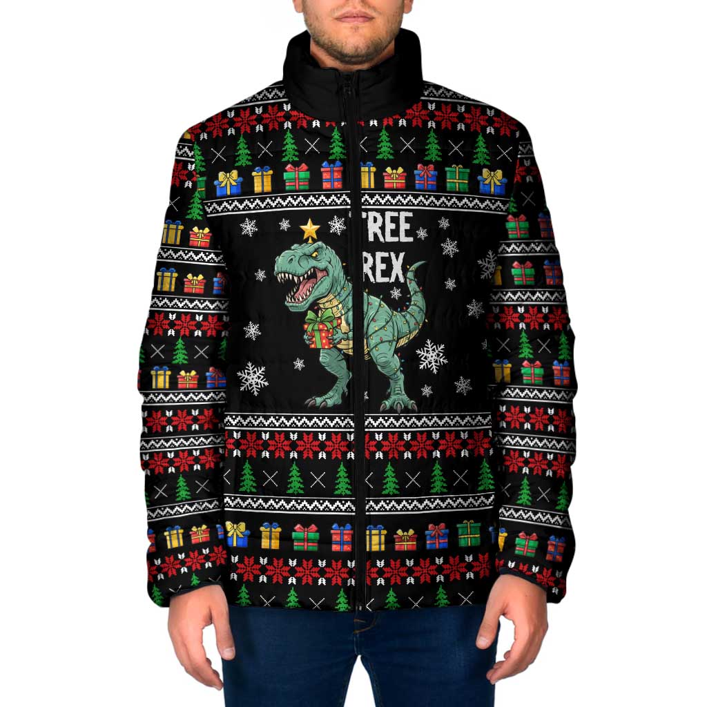 Tree Rex Christmas Padded Jacket Xmas Holiday Patterns - Wonder Print Shop